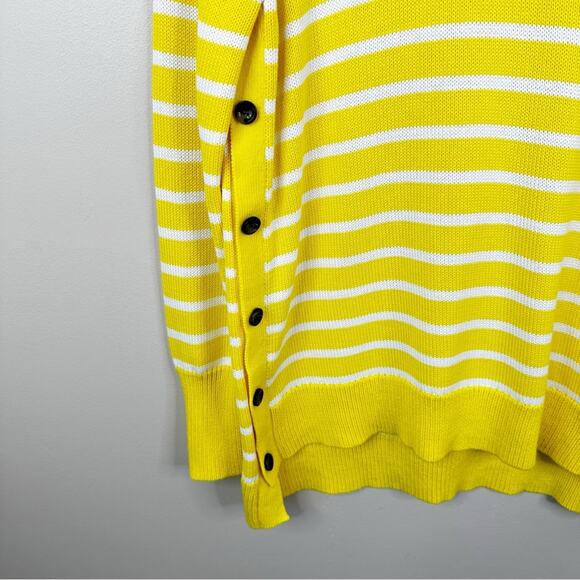 Tuckernuck Bar Harbor Sweater Womens Small Yellow White Striped Cotton Pullover - Picture 3 of 8